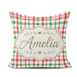 Custom Name Classic Green Plaid Tartan Watercolor Pattern Design Square Filled Cushion Throw Pillow Sofa Bed Home Decor Zip Washable UK Made