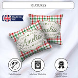 Custom Name Classic Green Plaid Tartan Watercolor Pattern Design Square Filled Cushion Throw Pillow Sofa Bed Home Decor Zip Washable UK Made
