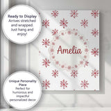 Personalised Name Minimal Red Snowflake Custom  Modern Room Accent Elegant Feature Canvas Wall Art Print Decor Picture Ready to Hang