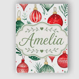 Personalised Name Festive Christmas Baubles Custom  Bespoke Interior Contemporary Canvas Wall Art Print Decor Picture Ready to Hang