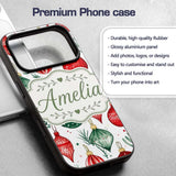 Festive Christmas Baubles and Foliage Watercolor Custom Name Protective Phone Case Mobile Cover Durable Everyday Smartphone Shock Resistant