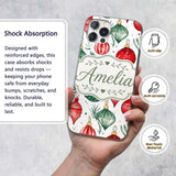 Festive Christmas Baubles and Foliage Watercolor Custom Name Protective Phone Case Mobile Cover Durable Everyday Smartphone Shock Resistant