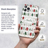 Watercolor Christmas Holly Berry Wreath Pattern Custom Name Protective Phone Case Mobile Cover Durable Everyday Smartphone Shock Resistant