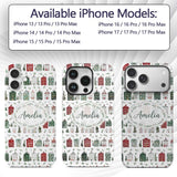 Watercolor Christmas Holly Berry Wreath Pattern Custom Name Protective Phone Case Mobile Cover Durable Everyday Smartphone Shock Resistant