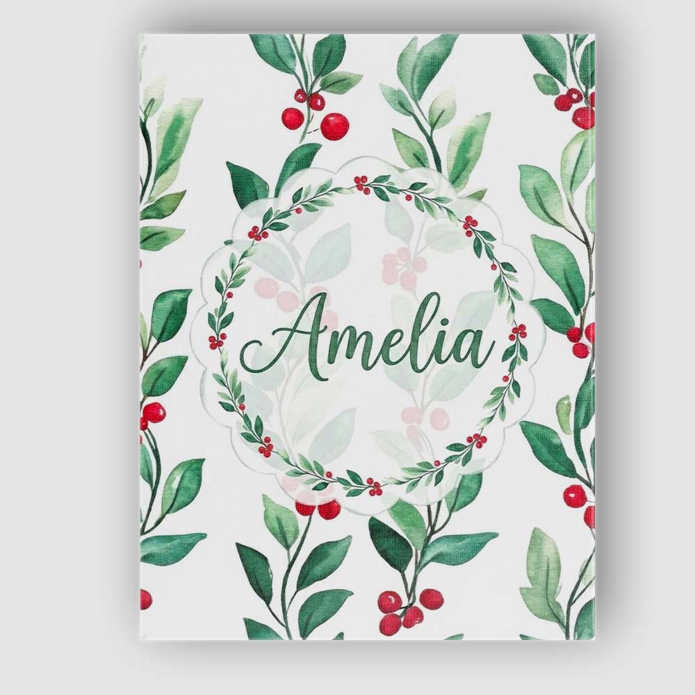 Personalised Name Watercolor Green Leaves Custom  Unique Gift Idea Elegant Feature Canvas Wall Art Print Decor Picture Ready to Hang