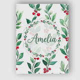 Personalised Name Watercolor Green Leaves Custom  Unique Gift Idea Elegant Feature Canvas Wall Art Print Decor Picture Ready to Hang