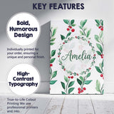 Personalised Name Watercolor Green Leaves Custom  Unique Gift Idea Elegant Feature Canvas Wall Art Print Decor Picture Ready to Hang