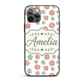 Festive Candy Swirl Red and Green Peppermint Custom Name Protective Phone Case Mobile Cover Durable Everyday Smartphone Shock Resistant