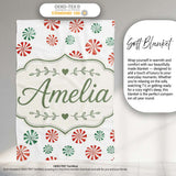 Festive Candy Swirl Red and Green Peppermint Seamless Pattern Lovely  Personalised Custom Name Super Soft Fleece Blanket Bed Sofa Throw