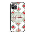 Watercolor Poinsettia Floral Christmas Seamless Custom Name Protective Phone Case Mobile Cover Durable Everyday Smartphone Shock Resistant
