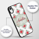 Watercolor Poinsettia Floral Christmas Seamless Custom Name Protective Phone Case Mobile Cover Durable Everyday Smartphone Shock Resistant