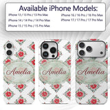 Watercolor Poinsettia Floral Christmas Seamless Custom Name Protective Phone Case Mobile Cover Durable Everyday Smartphone Shock Resistant