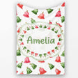 Cute Red and Green Christmas Bells Watercolor Pattern Festive Lovely  Personalised Custom Name Super Soft Fleece Blanket Bed Sofa Throw