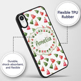 Cute Red and Green Christmas Bells Watercolor Custom Name Protective Phone Case Mobile Cover Durable Everyday Smartphone Shock Resistant