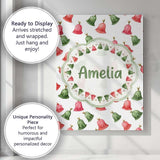 Personalised Name Cute Red and Green Custom Premium Decorative Design Modern Room Accent Canvas Wall Art Print Decor Picture Ready to Hang