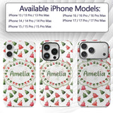 Cute Red and Green Christmas Bells Watercolor Custom Name Protective Phone Case Mobile Cover Durable Everyday Smartphone Shock Resistant