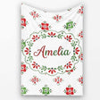 Cute Scandinavian Style Red and Green Floral Pattern Christmas Folk  Personalised Custom Name Super Soft Fleece Blanket Bed Sofa Throw