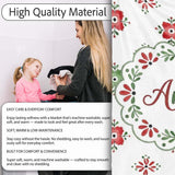 Cute Scandinavian Style Red and Green Floral Pattern Christmas Folk  Personalised Custom Name Super Soft Fleece Blanket Bed Sofa Throw