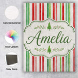 Personalised Name Watercolor Vertical Red Custom  Unique Gift Idea Elegant Feature Canvas Wall Art Print Decor Picture Ready to Hang