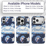 Cute Dolphin Stingray Starfish Cartoon Sea Life Custom Name Protective Phone Case Mobile Cover Durable Everyday Smartphone Shock Resistant