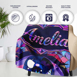 Colorful Geometric Eye Mosaic Seamless Pattern Modern Abstract  Personalised Custom Name Super Soft Fleece Blanket Bed Sofa Throw