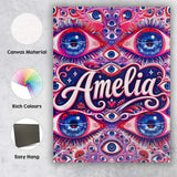 Personalised Name Psychedelic Multiple Eyes Custom  Bespoke Interior Contemporary Canvas Wall Art Print Decor Picture Ready to Hang
