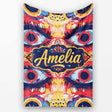 Bold Symmetrical Eye Motif Seamless Pattern Abstract Decorative  Personalised Custom Name Super Soft Fleece Blanket Bed Sofa Throw