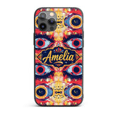 Bold Symmetrical Eye Motif Decorative Design Custom Name Protective Phone Case Mobile Cover Durable Everyday Smartphone Shock Resistant
