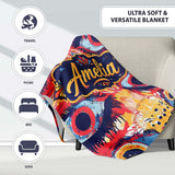 Bold Symmetrical Eye Motif Seamless Pattern Abstract Decorative  Personalised Custom Name Super Soft Fleece Blanket Bed Sofa Throw
