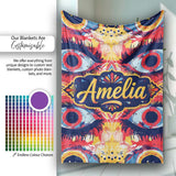 Bold Symmetrical Eye Motif Seamless Pattern Abstract Decorative  Personalised Custom Name Super Soft Fleece Blanket Bed Sofa Throw