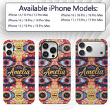Bold Symmetrical Eye Motif Decorative Design Custom Name Protective Phone Case Mobile Cover Durable Everyday Smartphone Shock Resistant