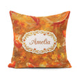 Custom Name Autumn Koi Fish with Golden Maple Pattern Watercolor Square Filled Cushion Throw Pillow Sofa Bed Home Decor Zip Washable UK Made