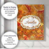 Personalised Name Autumn Koi Fish with Custom  Modern Room Accent Elegant Feature Canvas Wall Art Print Decor Picture Ready to Hang