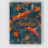 Personalised Name Koi Fish in Clear Blue Custom  Unique Gift Idea Elegant Feature Canvas Wall Art Print Decor Picture Ready to Hang