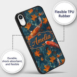 Koi Fish in Clear Blue Water with Autumn Leaves Custom Name Protective Phone Case Mobile Cover Durable Everyday Smartphone Shock Resistant
