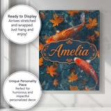Personalised Name Koi Fish in Clear Blue Custom  Unique Gift Idea Elegant Feature Canvas Wall Art Print Decor Picture Ready to Hang