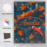 Personalised Name Koi Fish in Clear Blue Custom  Unique Gift Idea Elegant Feature Canvas Wall Art Print Decor Picture Ready to Hang