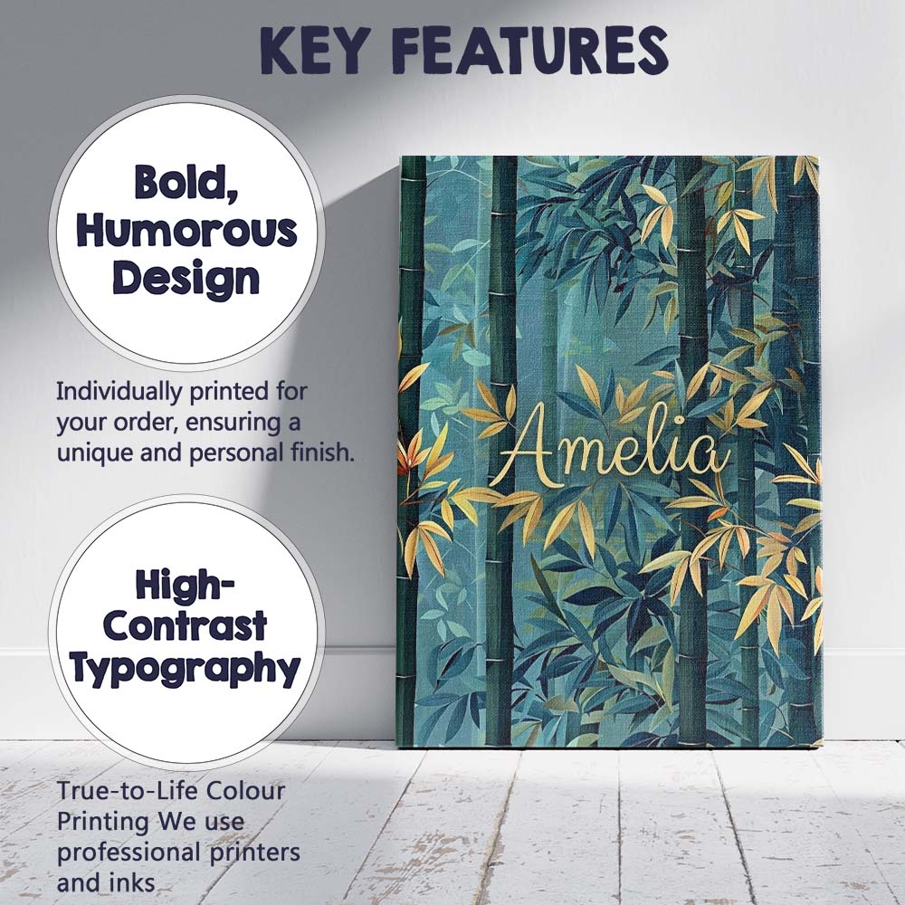 Personalised Name Serene Bamboo Forest with Custom  Bespoke Interior Contemporary Canvas Wall Art Print Decor Picture Ready to Hang