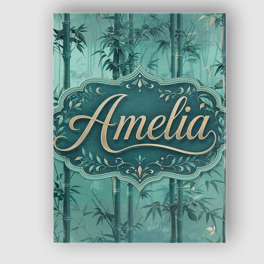 Personalised Name Elegant Bamboo Stalks and Custom  Bespoke Interior Contemporary Canvas Wall Art Print Decor Picture Ready to Hang