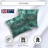 Custom Name Elegant Bamboo Stalks and Leaves Pattern Calm Green Square Filled Cushion Throw Pillow Sofa Bed Home Decor Zip Washable UK Made