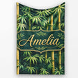Dense Bamboo Jungle Leaves Seamless Pattern Lush Tropical Botanical  Personalised Custom Name Super Soft Fleece Blanket Bed Sofa Throw