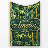 Dense Bamboo Jungle Leaves Seamless Pattern Lush Tropical Botanical  Personalised Custom Name Super Soft Fleece Blanket Bed Sofa Throw