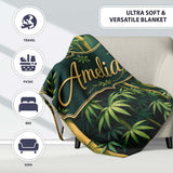 Dense Bamboo Jungle Leaves Seamless Pattern Lush Tropical Botanical  Personalised Custom Name Super Soft Fleece Blanket Bed Sofa Throw