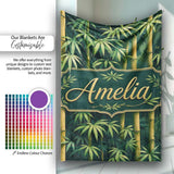 Dense Bamboo Jungle Leaves Seamless Pattern Lush Tropical Botanical  Personalised Custom Name Super Soft Fleece Blanket Bed Sofa Throw