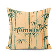 Custom Name Elegant Bamboo Stalks on Warm Beige Background Asian Square Filled Cushion Throw Pillow Sofa Bed Home Decor Zip Washable UK Made