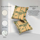 Custom Name Elegant Bamboo Stalks on Warm Beige Background Asian Square Filled Cushion Throw Pillow Sofa Bed Home Decor Zip Washable UK Made