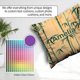 Custom Name Elegant Bamboo Stalks on Warm Beige Background Asian Square Filled Cushion Throw Pillow Sofa Bed Home Decor Zip Washable UK Made