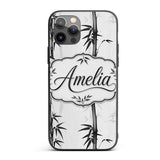 Minimalist Black Bamboo with Soft Mist Background Custom Name Protective Phone Case Mobile Cover Durable Everyday Smartphone Shock Resistant