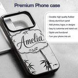 Minimalist Black Bamboo with Soft Mist Background Custom Name Protective Phone Case Mobile Cover Durable Everyday Smartphone Shock Resistant