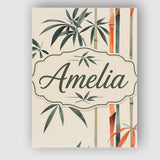 Personalised Name Artistic Bamboo Leaves Custom  Unique Gift Idea Elegant Feature Canvas Wall Art Print Decor Picture Ready to Hang
